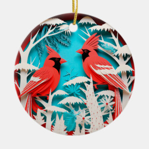 Ornamento De Cerâmica Feriado de Natal de Pássaro Vermelho do Estilo 3D
