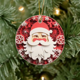 Ornamento De Cerâmica Feriado de Natal do Estilo 3D Santa Clause