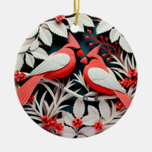 Ornamento De Cerâmica Feriado de Natal do País de Aves do Cardeal Estilo