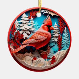 Ornamento De Cerâmica Feriado de Natal do País de Aves do Cardeal Estilo