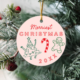 Ornamento De Cerâmica Feriado de Natal, Doodles Fizemos