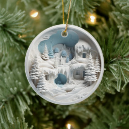 Ornamento De Cerâmica Feriado de Natal em Neve de Inverno do Estilo 3D