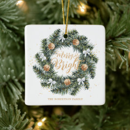 Ornamento De Cerâmica Feriado de Natal feliz e Brilhante