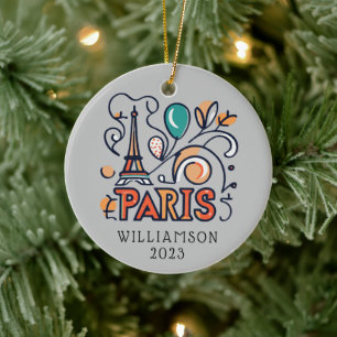 Ornamento De Cerâmica Feriado de Natal Personalizado na França em Paris
