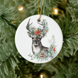 Ornamento De Cerâmica Feriado de Poinsettia no Natal Elegante