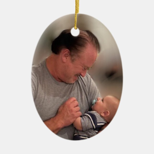 Ornamento De Cerâmica Feriado de Porcelana Dupla Face do Novo Avô (Frente)