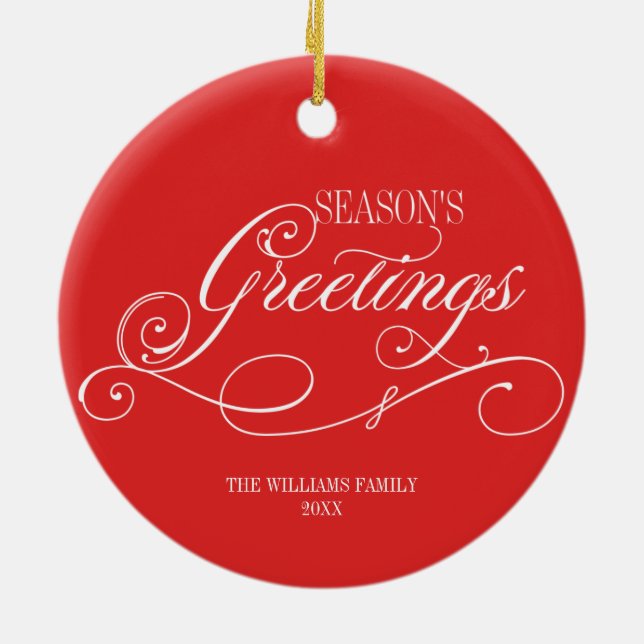 Ornamento De Cerâmica Feriado de Saudações da Estação de Script (Traseira)