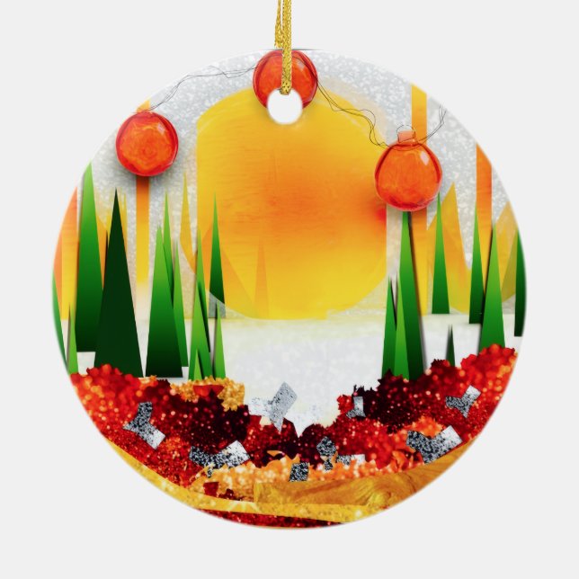Ornamento De Cerâmica Feriado dentro das Pinheiros! (Traseira)