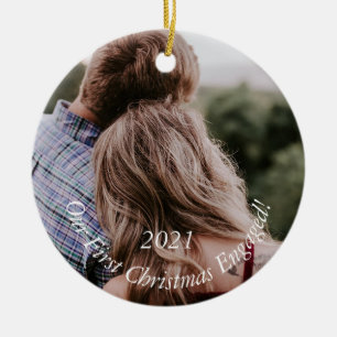 Ornamento De Cerâmica Feriado do Noivado de Fotografia Mantenha o Natal