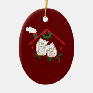 Ornamento De Cerâmica Feriado do País de Natal da Coruja