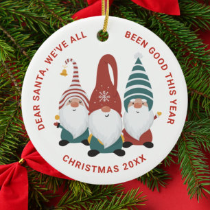 Ornamento De Cerâmica Feriado Engraçado dos Gnomos de Natal