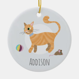 Ornamento De Cerâmica Feriado Feliz Imprimir Ginger Paw Ginger