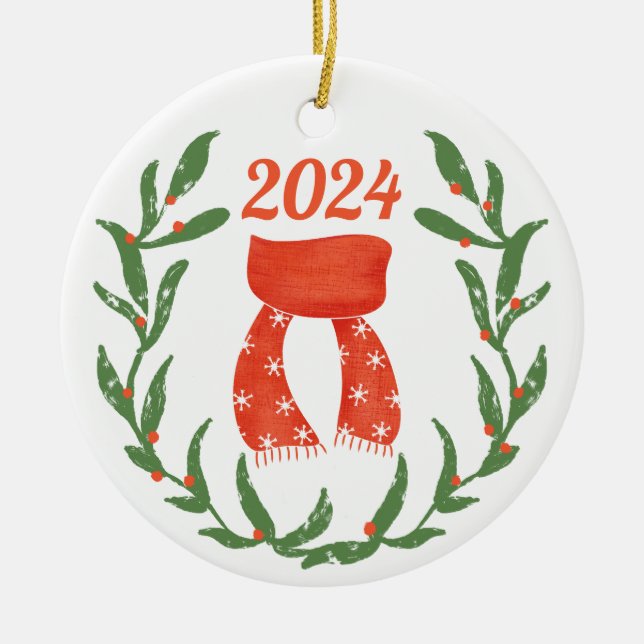 Ornamento De Cerâmica Feriado Festivo da Família Personalizada de Natal (Frente)