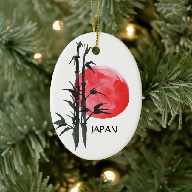 Ornamento De Cerâmica Feriado Japonês Personalizado Sun e Bamboo Japonês (Árvore)