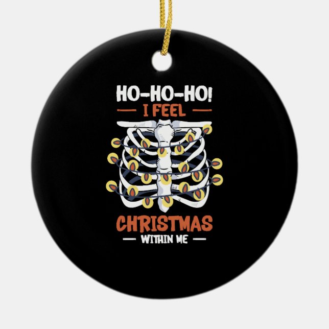 Ornamento De Cerâmica Feriado Natal - Skeleton Rib Cage Radiology (Frente)