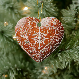 Ornamento De Cerâmica Feriado Rústico de Biscoito de Natal Decorado