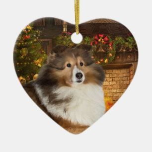 Ornamento De Cerâmica Feriado Sheltie