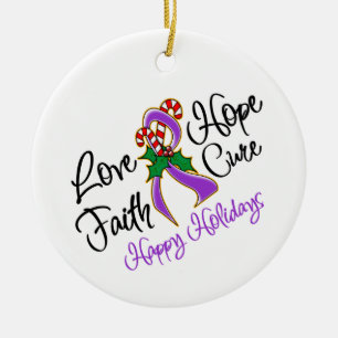 Ornamento De Cerâmica Feriados de Esperança de câncer de pâncreas Love
