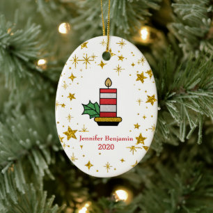 Ornamento De Cerâmica Feriados de Natal Dourados Semelhantes