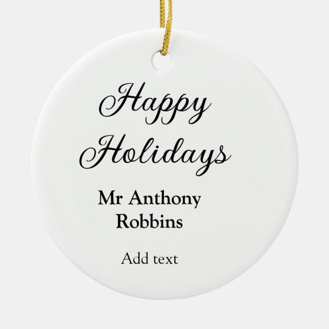 Ornamento De Cerâmica Feriados felizes adicionam nome data ano simples m (Frente)