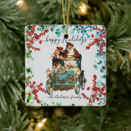 Ornamento De Cerâmica Feriados Felizes Personalizados - Rustic Vintage E
