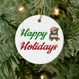 Ornamento De Cerâmica Feriados Felizes, Teddy Bear, roteiro de Natal