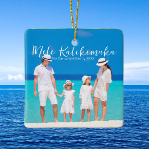 Ornamento De Cerâmica Férias de Natal em Família na Praia Mele Kalikimak