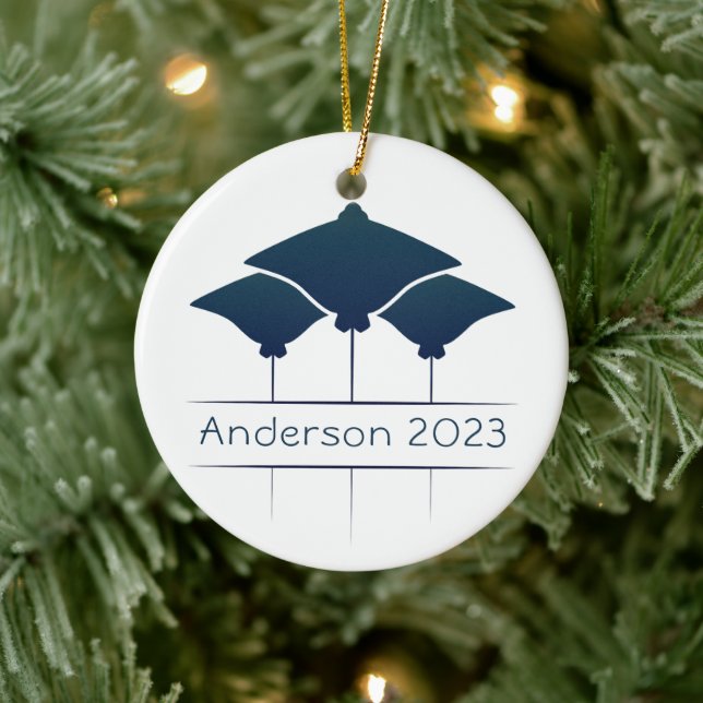 Ornamento De Cerâmica Férias de Natal Manta Ray Personalizadas (Árvore)