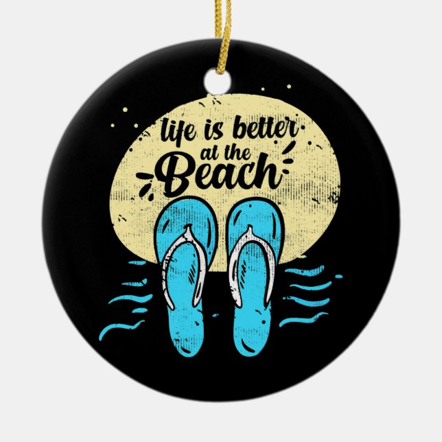 Ornamento De Cerâmica Férias De Verão A Vida Nadada É Melhor (Frente)