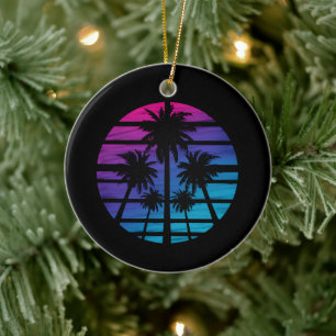 Ornamento De Cerâmica Férias de Verão de Praia Havaiana na Palm Tree