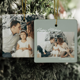 Ornamento De Cerâmica Férias Felizes Modernas Mensagem Personalizada 2-F