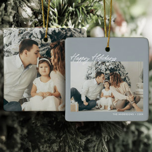 Ornamento De Cerâmica Férias Felizes Modernas Mensagem Personalizada 2-F