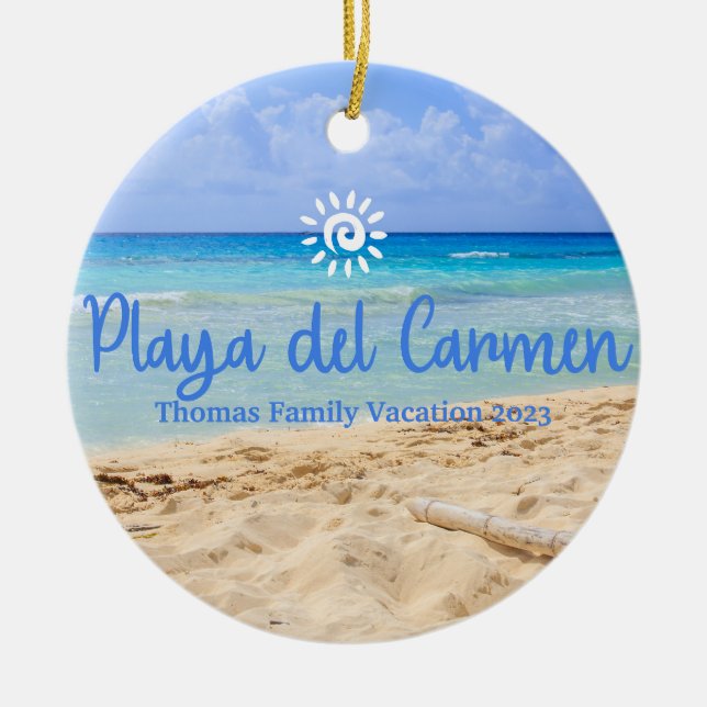 Ornamento De Cerâmica Férias PersonalizadasFérias Dell Carmen no Natal (Frente)