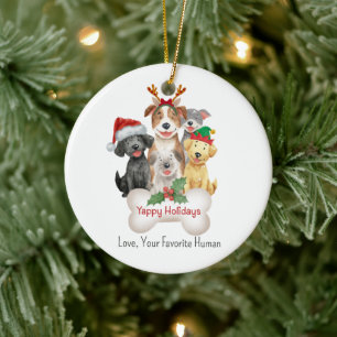 Ornamento De Cerâmica Férias Yappy Amantes de Cães Natal