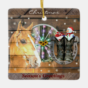 Ornamento De Cerâmica Ferradura de Cavalo de Natal Vagão de Roda Galinh