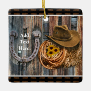 Ornamento De Cerâmica Ferradura ocidental do cowboy Hat Lasso