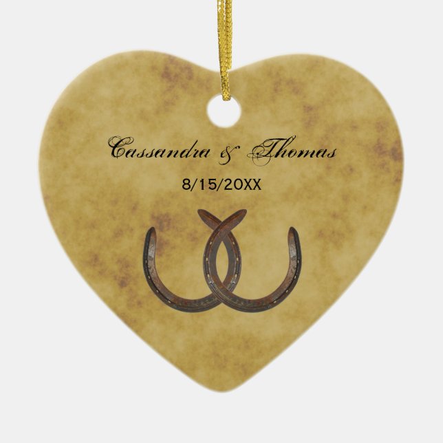 Ornamento De Cerâmica Ferraduras Rásticas Vestidas BG (Frente)