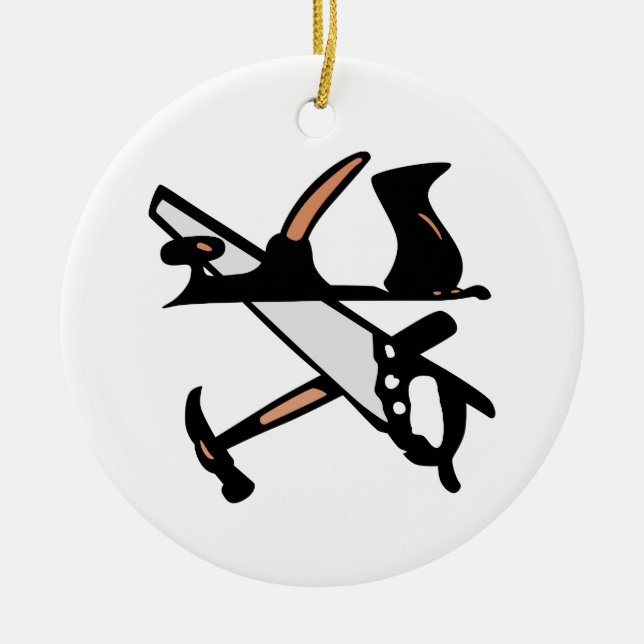 Ornamento De Cerâmica Ferramentas de trabalho em madeira (Frente)