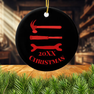 Ornamento De Cerâmica Ferramentas para Carpinteiros Vermelhos 2022 Natal