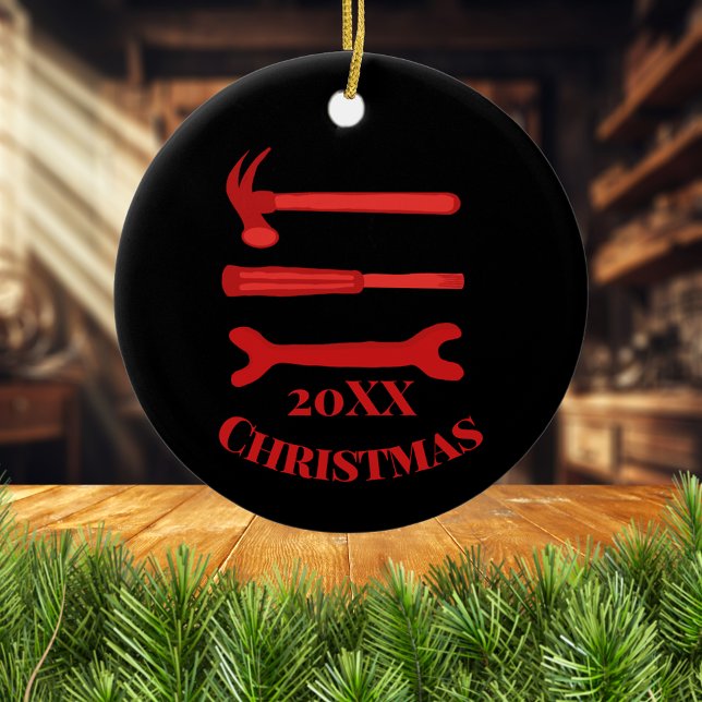 Ornamento De Cerâmica Ferramentas para Carpinteiros Vermelhos 2022 Natal (Criador carregado)