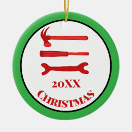 Ornamento De Cerâmica Ferramentas para Carpinteiros Vermelhos 2025 Natal