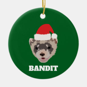 Ornamento De Cerâmica Ferret de Natal Personalizado