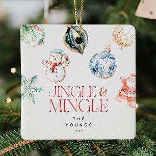 Ornamento De Cerâmica Fesestivo Jingle e Mingle Natal Personalizado
