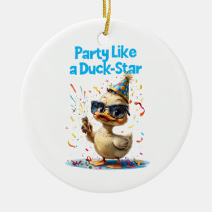 Ornamento De Cerâmica Festa como uma Estrela de Pato - Design de Celebra