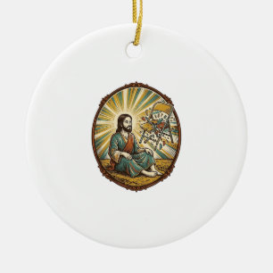 Ornamento De Cerâmica Festa da Cadeira Dobrável Quebrada de Jesus Falta 