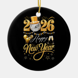 Ornamento De Cerâmica Festa de Ano Novo 2026 Balão Divertido Família Toa