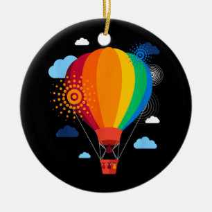 Ornamento De Cerâmica Festa de Balões de Ar Quente de Camisa-T Camisa Ar