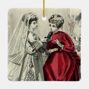Ornamento De Cerâmica Festa de casamento Vitoriana Retrato de noiva