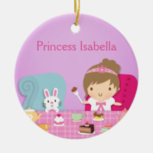 Ornamento De Cerâmica Festa de Chá da Princesa Fofa e do Coelho na Sala 
