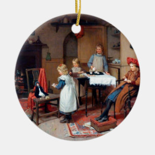 Ornamento De Cerâmica Festa de Chá Infantil Vitoriana Vintage Aconchegan